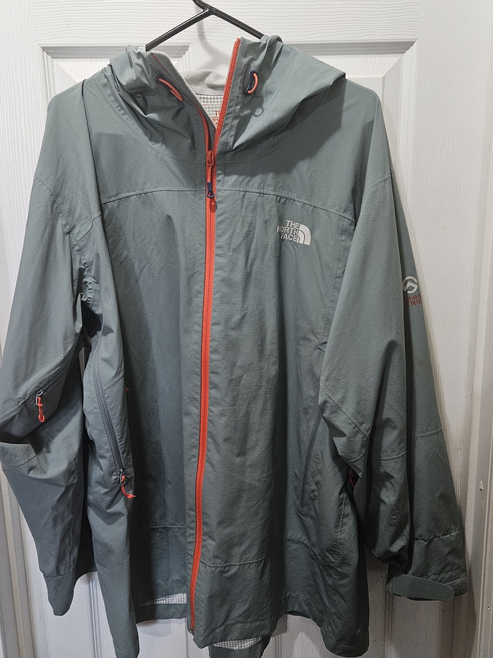 The North Face Men’s Hooded Raincoat - Slate Green with Coral Trim XXL Tall
